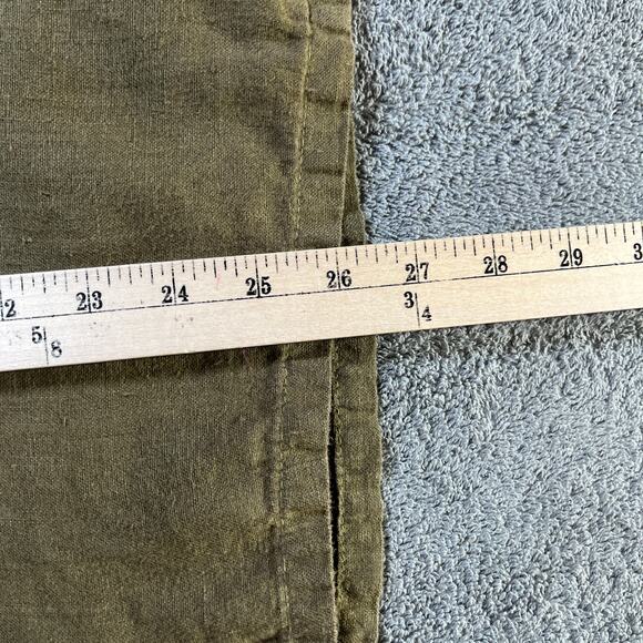 Hot Cotton Blouse Womens Medium Green Linen Button Front Minimalist Lagenlook - Picture 8 of 9